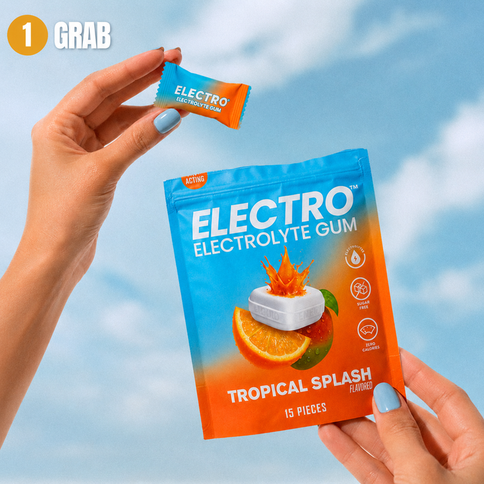 Step 1: Grab a piece of Electro Hydration Gum from the pouch