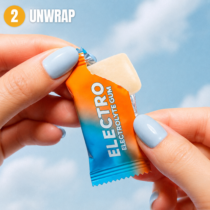 Step 2: Unwrap the Electro gum piece with both hands