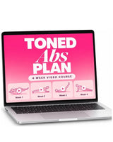 Toned Abs Plan video course on a laptop