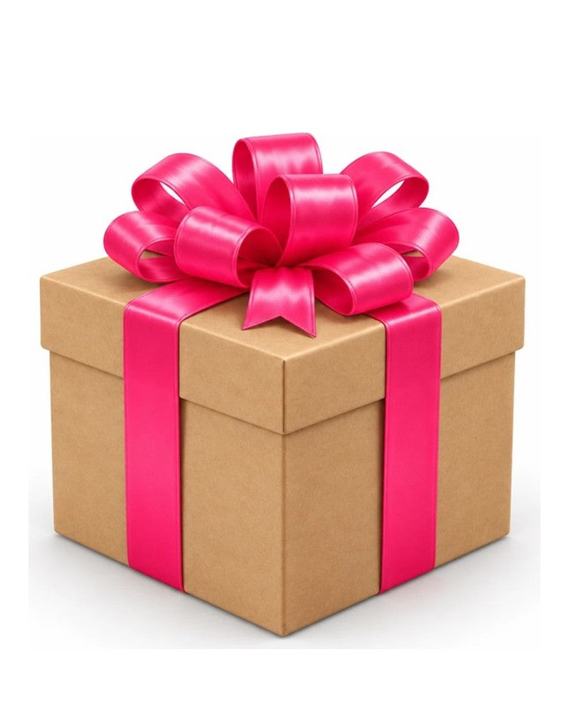 Kraft gift box with a pink bow