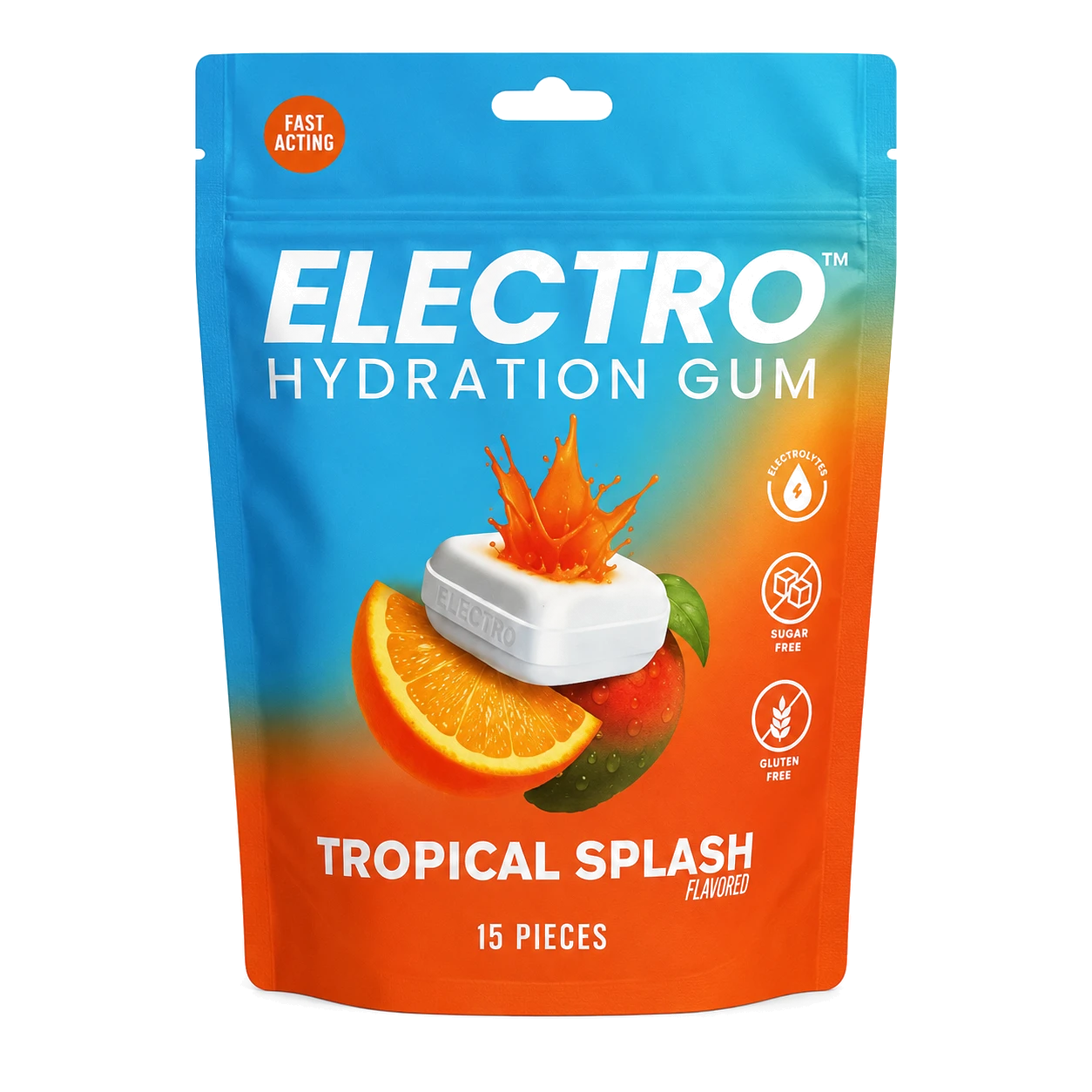 Electro Tropical Splash electrolyte gum pouch