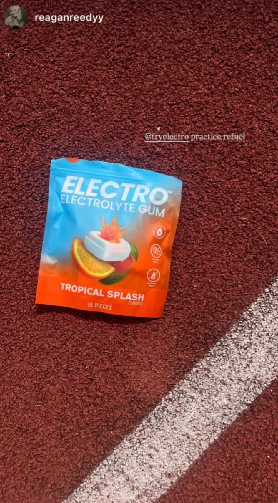 Electro Gum pack on a running track