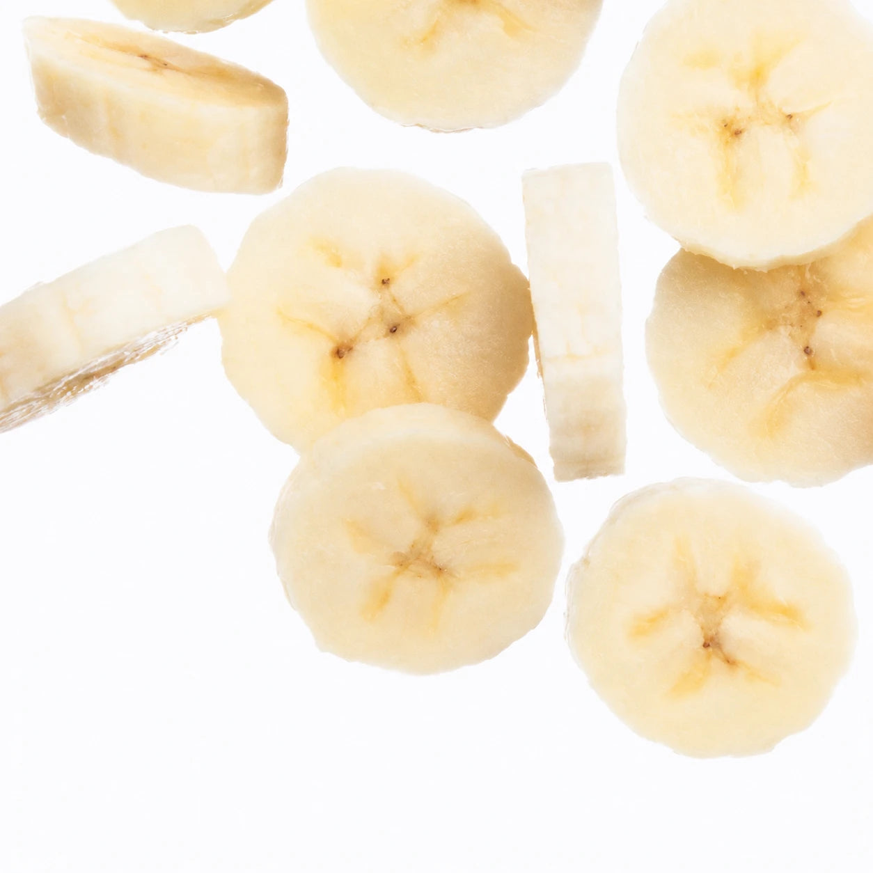 Banana slices, natural source of potassium