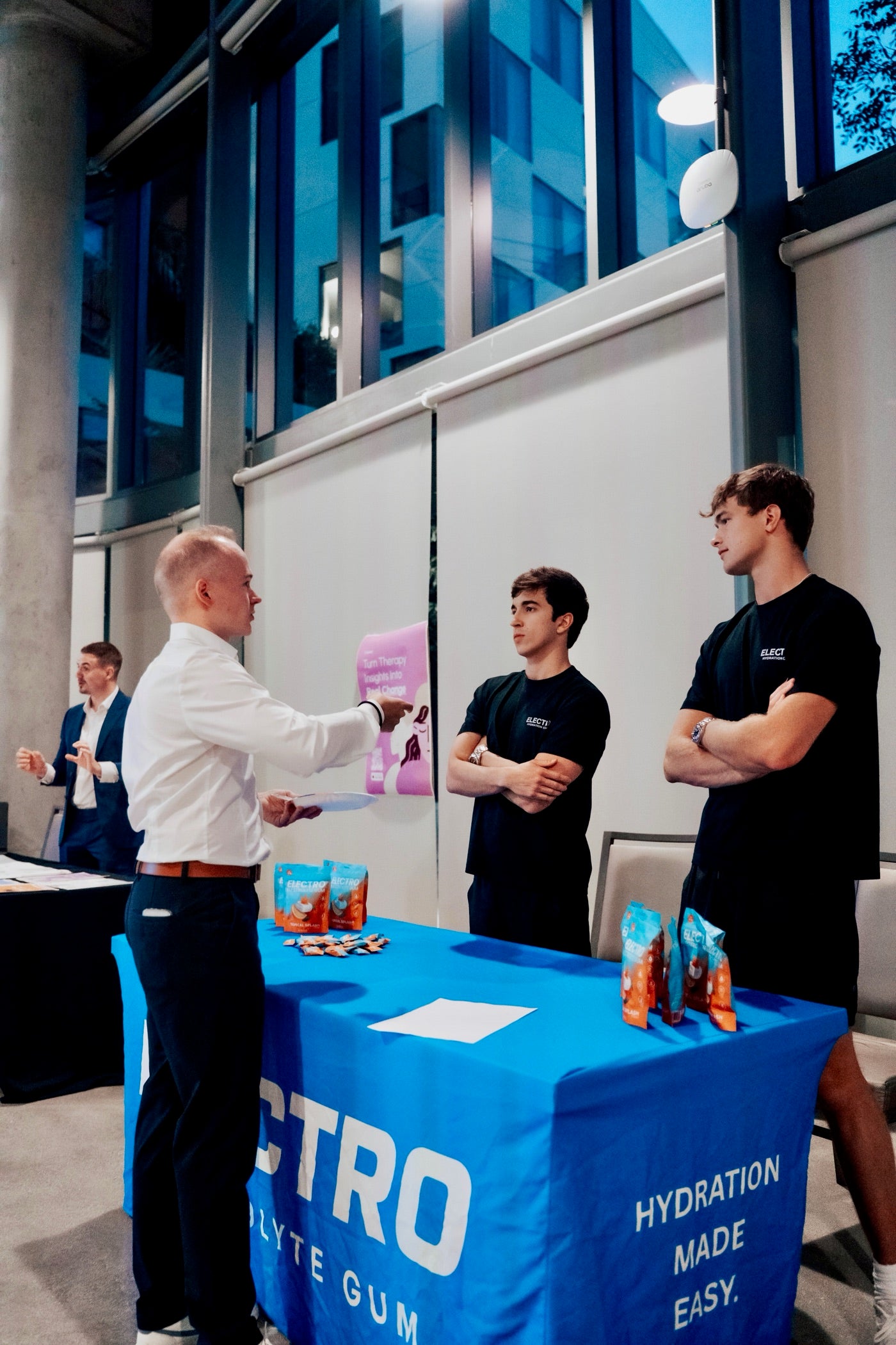 Electro interns at a campus tabling event
